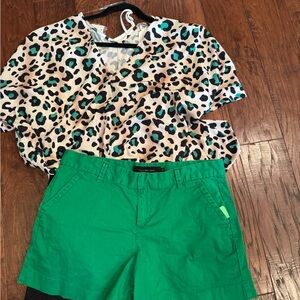 NWT First Love Leopard Print Blouse - Black, Brown, Green